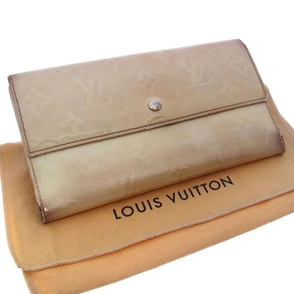 Louis Vuitton Wallet Purse Long Wallet Vernis Beige Woman Authentic - Picture 1 of 12